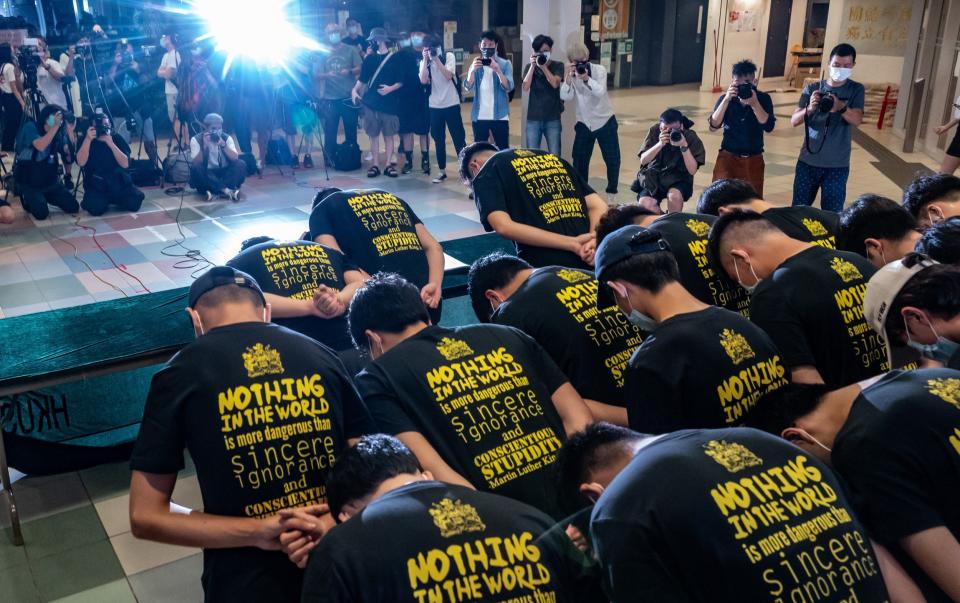 Student leaders at the University of Hong Kong paid tribute to the attacker and were investigated by police as a result - Anthony Kwan /Getty Images AsiaPac 