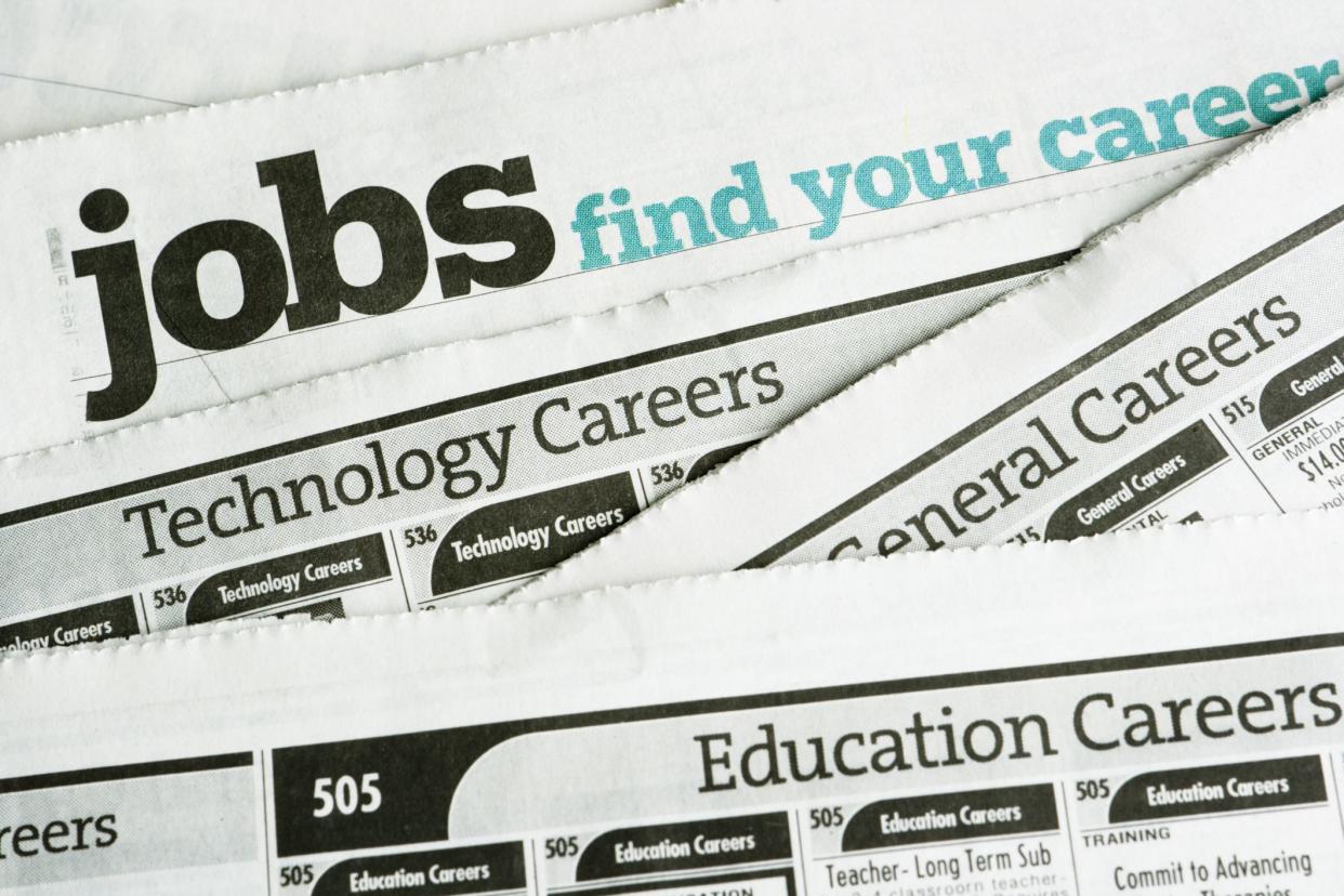 Newspaper job listing pages,