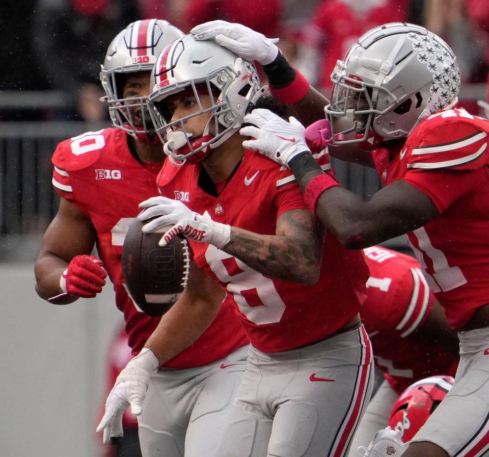 Safety Lathan Ransom's interception was one of several big plays by the Ohio State defense on Saturday.