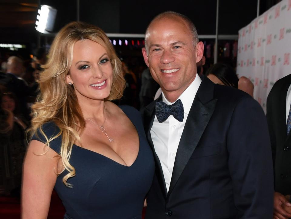 Stormy Daniels and her then-attorney Michael Avenatti at the 2019 Adult Video News Awards at The Joint inside the Hard Rock Hotel & Casino on January 26 2019 (Getty Images)