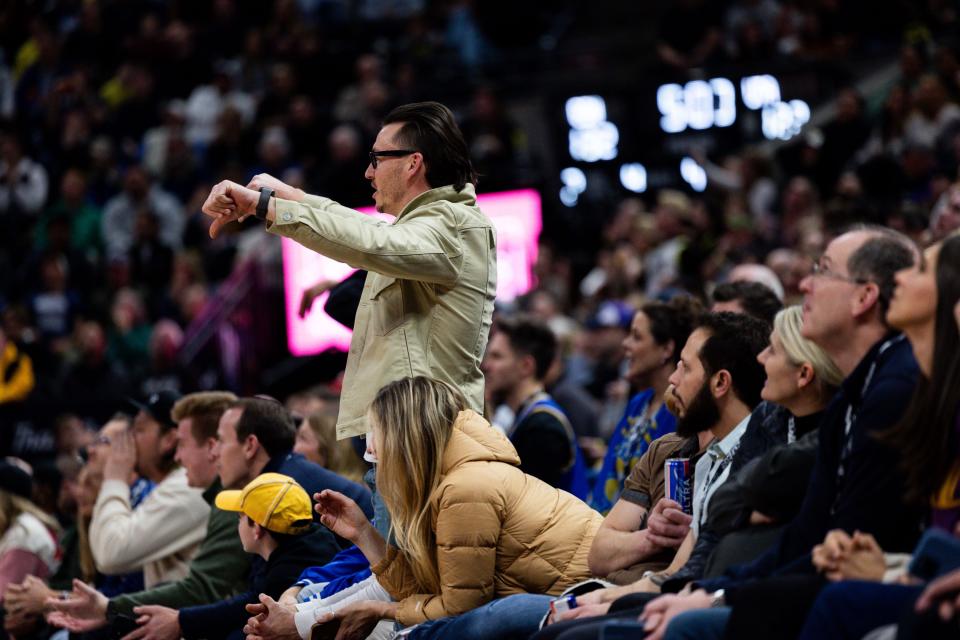 Utah Jazz fans boo during the NBA basketball game between the Utah Jazz and the Golden State Warriors at the Delta Center in Salt Lake City on Thursday, Feb. 15, 2024. | Megan Nielsen, Deseret News