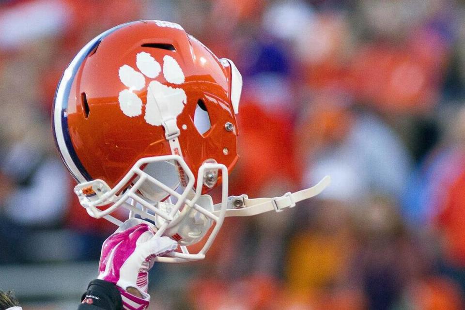 Oct 17, 2015; Clemson, SC, USA; A general view of a Clemson Tigers helmet prior to the game against the Boston College Eagles at Clemson Memorial Stadium.