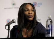 Serena Williams, the top-ranked player in women's tennis, attends a news conference in New York March 8, 2016. REUTERS/Brendan McDermid