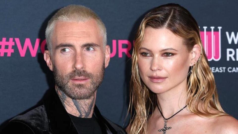 Maroon 5 singer Adam Levine and wife Behati Prinsloo attend the 2023 An Unforgettable Evening at the Beverly Wilshire, A Four Seasons Hotel in Beverly Hills. (Phillip Faraone/Getty Images for WCRF)