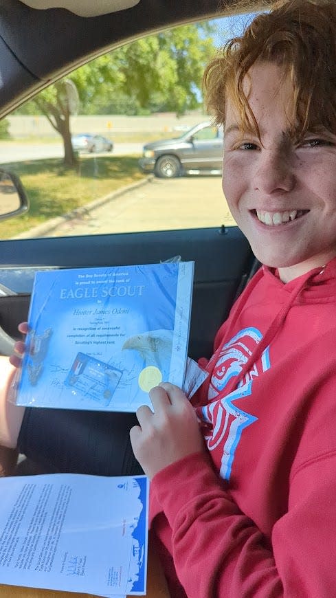 Hunter Odom completed the requirements to become an Eagle Scout in summer 2022.