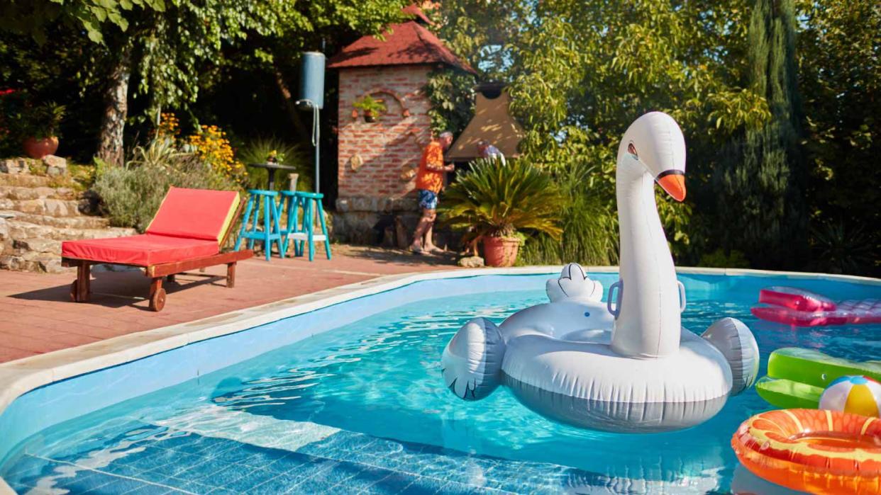 A view of inflatable swimming pool floaties