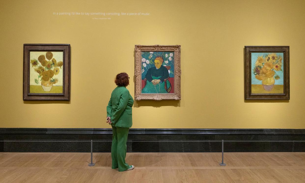 <span>Van Gogh’s sunflower paintings are reunited at the National Gallery for the first time since they were created.</span><span>Photograph: The National Gallery Photographic Department/Photo: The National Gallery, Lonndon</span>