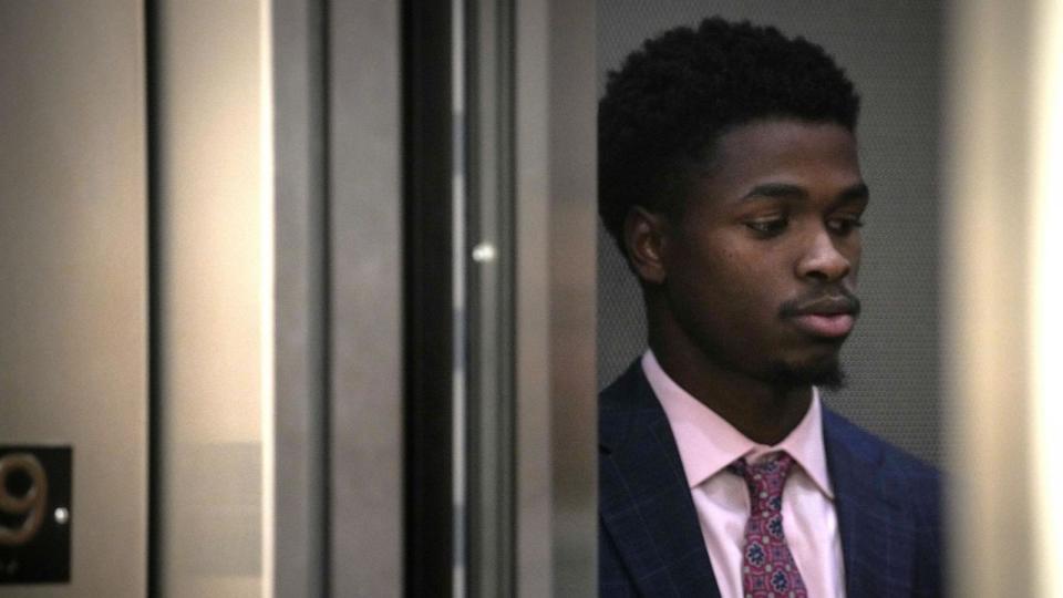 PHOTO: In this Aug. 15, 2023, file photo, Antonio Armstrong, Jr. leaves the courtroom with supporters and his legal team for the day, as the jury plans to continue deliberations for a second day, at the Harris County Criminal Courthouse in Houston. (Jon Shapley/Houston Chronicle via Getty Images, FILE)