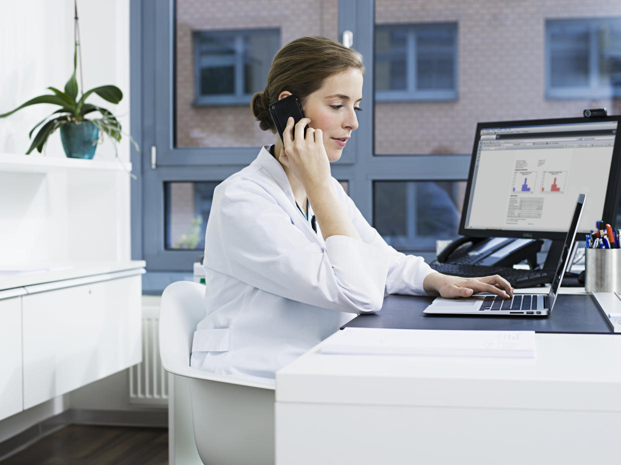 Phone appointments are often the only option available to patients who want a consultation quickly. (Getty Images, posed by model)