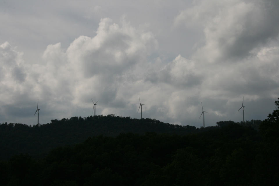 Coal mines have given way to cleaner forms of energy. Wind farms were seen on many mountain ridges.