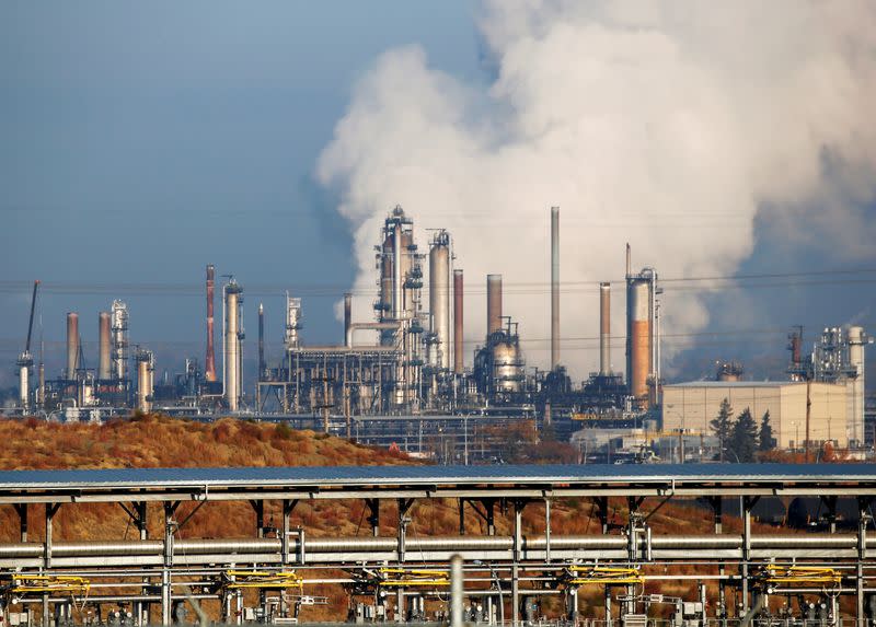 The Imperial Strathcona Refinery which produces petrochemicals is seen near Edmonton