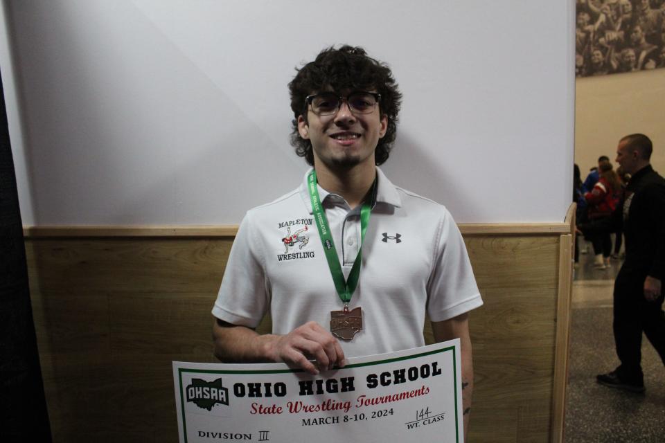 Mapleton's Brock Durbin finished as the Division III state runner-up in the 144-pound weight class.