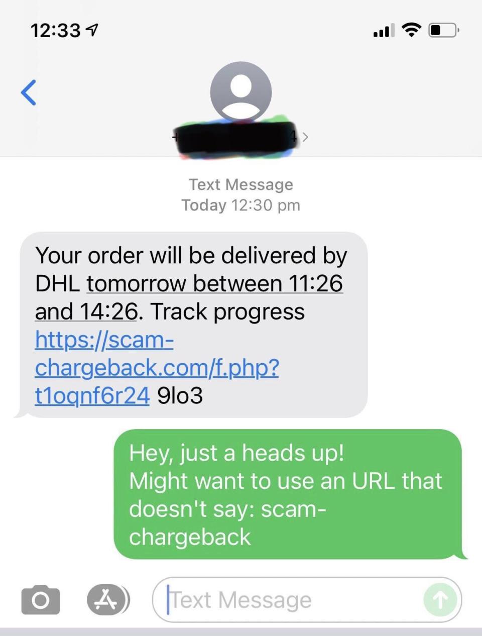 scammer sends a url that literally says scam chargeback