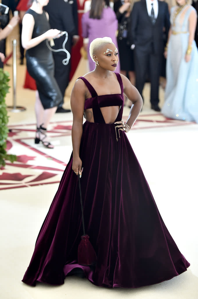 <p>Erivo arguably had the best nail art at the Met Gala. Her nails featured a Sistine Chapel painting honoring women of color. (Photo: Getty Images) </p>