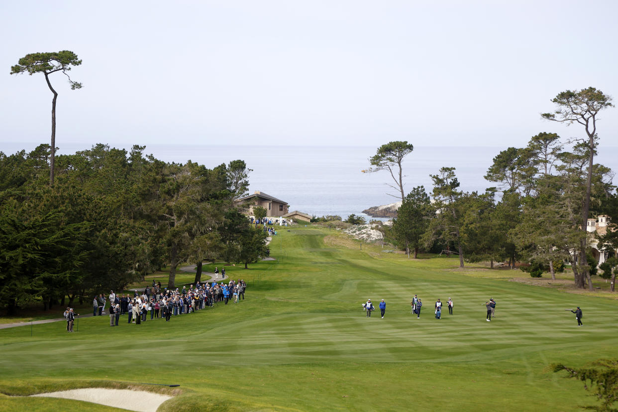 PEBBLE BEACH, CALIFORNIA - FEBRUARY 02: A general view of the course during the first round of the AT&T Pebble Beach Pro-Am at Spyglass Hill Golf Course on February 02, 2023 in Pebble Beach, California. (Photo by Jed Jacobsohn/Getty Images)