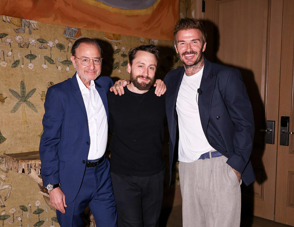 Fisher Stevens, Kieran Culkin, David Beckham at a celebration of Netflix docuseries Beckham hosted by Will Welch and Anna Wintour, at the Whitby Hotel