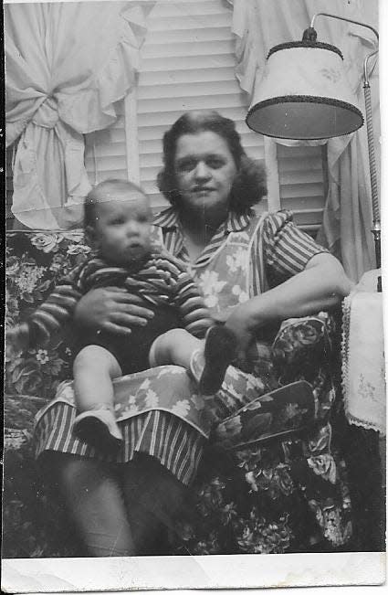 Tony La Spina with his grandmother in 1948.