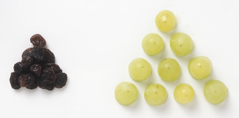 Opt for whole grapes over calorie-dense raisins. [Photo: Getty]