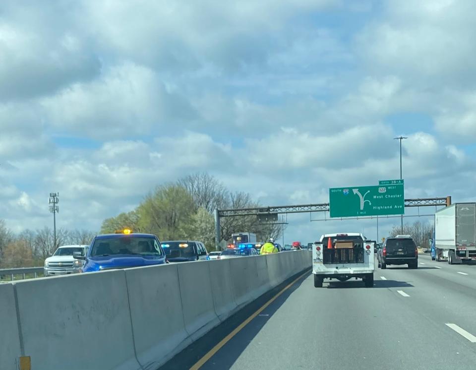 Motorists were getting by on the right lanes of I-95 north at Exit 4 in Pennsylvania about 11 a.m. as New Castle County police and Pennsylvania State Police investigated an officer-involved shooting that occurred in Delaware early Thursday (April 4, 2024).