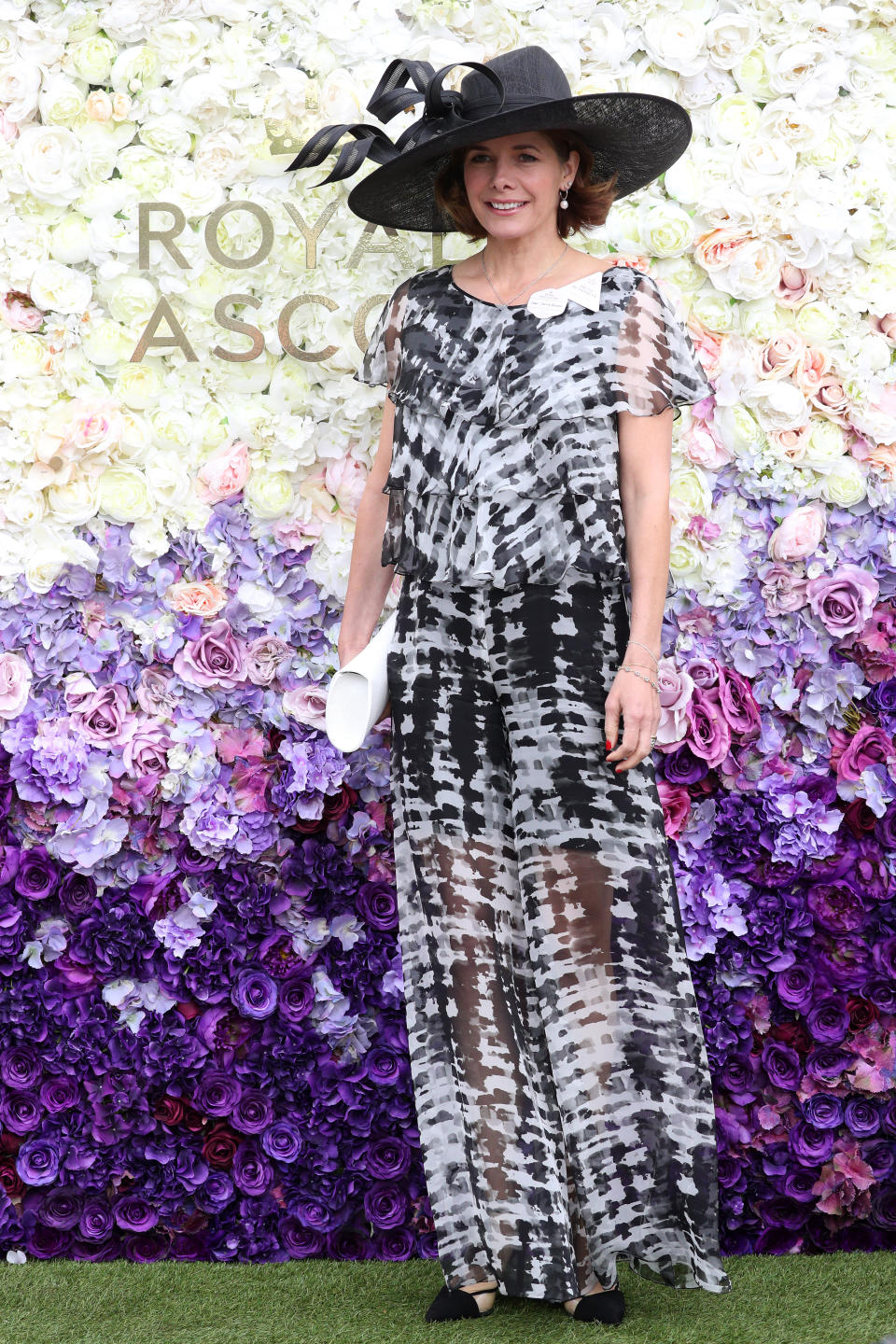 Former 'Strictly Come Dancing' presenter Darcey Bussell wearing a monochrome ensemble. <em>[Photo: PA]</em>