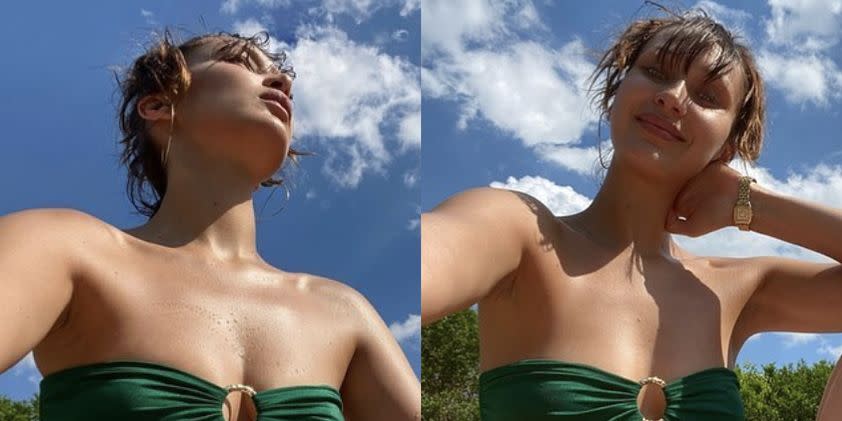 Bella Hadid&#39;s Revealing Bandeau Bikini Is All About the Underboob