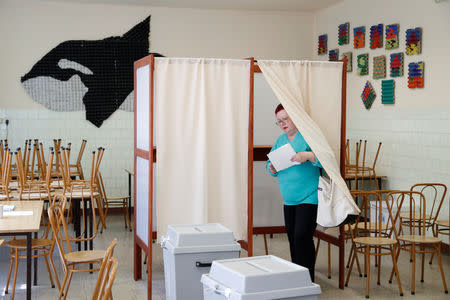 A woman prepares to cast her ballot during the European Parliament Elections in Budapest, Hungary, May 26, 2019. REUTERS/Bernadett Szabo