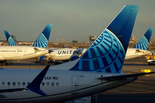 United Airlines airplanes at Newark Liberty Airport. - Credit: Corbis via Getty Images