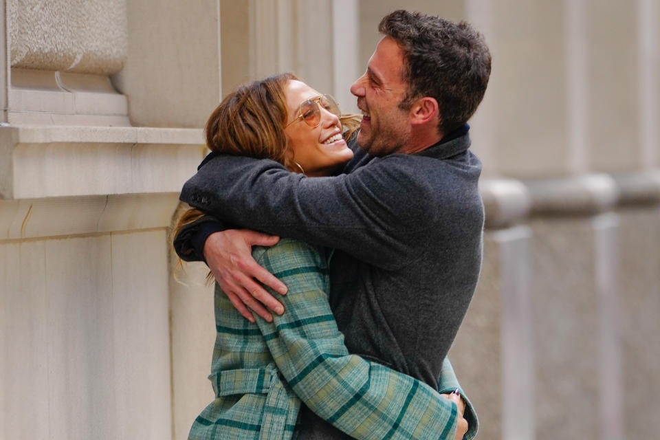 Bennifer happily embraces. (Getty Images)