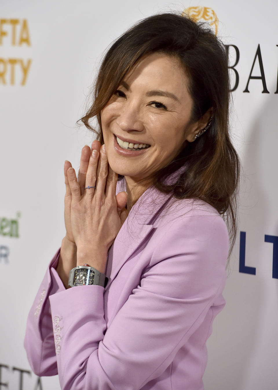 Michelle Yeoh arrives at the 2023 BAFTA Tea Party, Saturday, Jan. 14, 2023, at the Four Seasons Hotel Los Angeles at Beverly Hills in Los Angeles. (Photo by Jordan Strauss/Invision/AP)