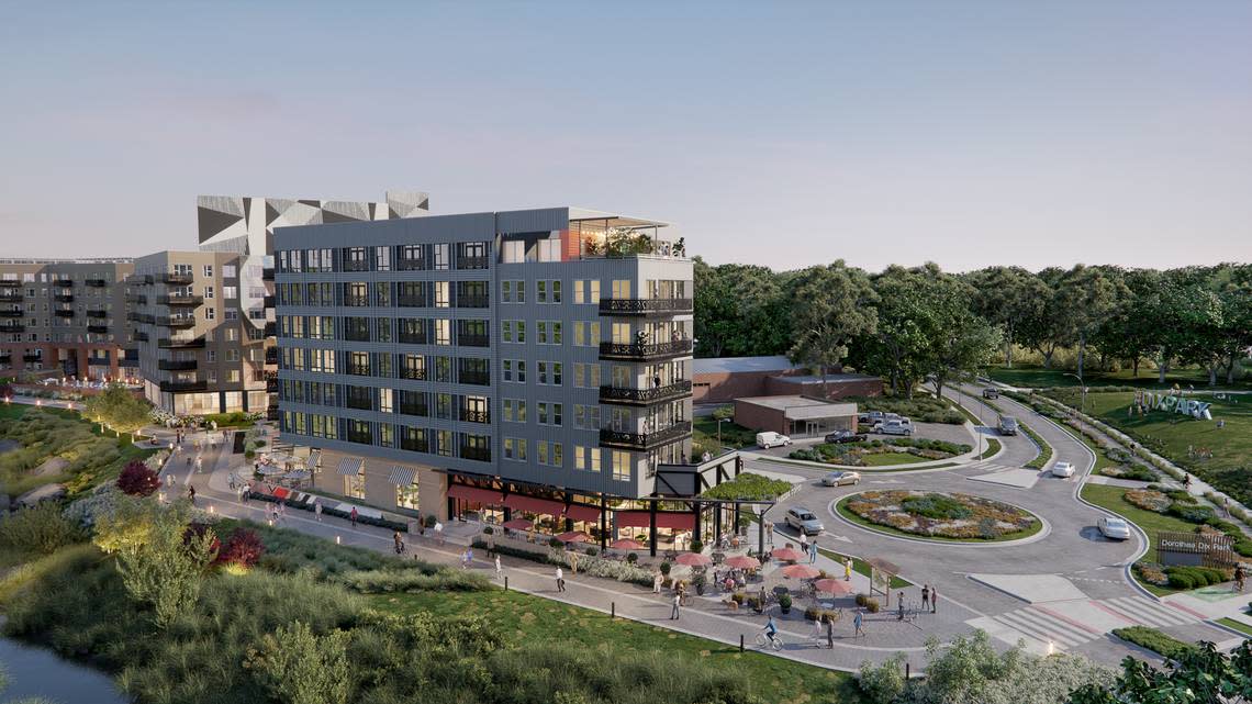 An architectural rendering of Rockway Raleigh, Kane Realty’s new project near Dorothea Dix Park.