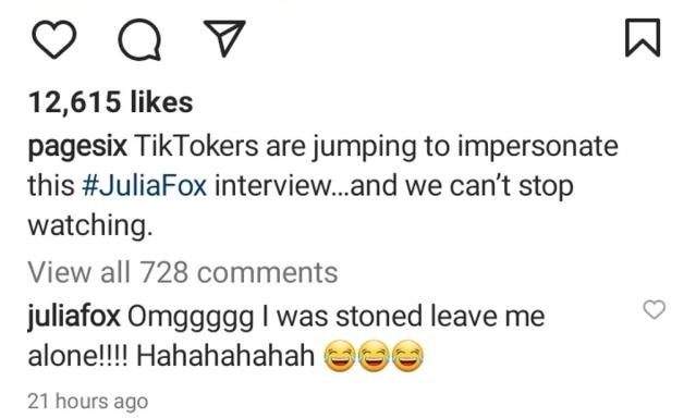 Julia Fox responds to viral Uncut Gems video: 'I was stoned