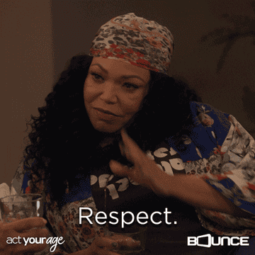 Tisha Campbell saying, "respect"