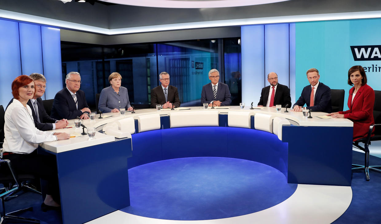 Bei der „Berliner Runde“ wurde über das Wahlergebnis diskutiert. (Bild: ddp Images)