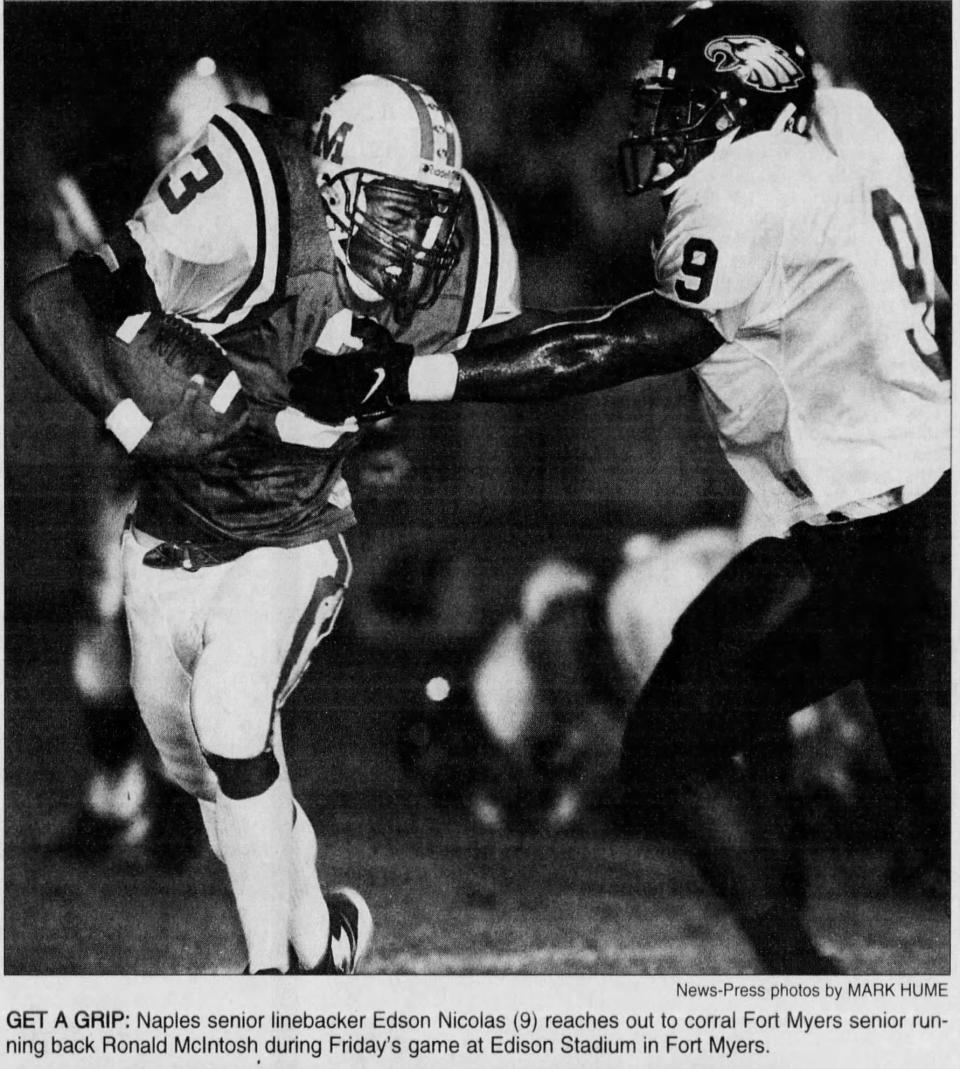 In 1998, Fort Myers topped Naples 35-6 at Edison Stadium behind three touchdown passes by quarterback Andre McGill. The victory was the 500th in the history of the Green Wave.