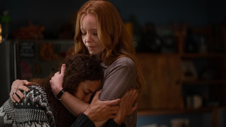 Tawny Cypress and Lauren Ambrose in Yellowjackets season 2 episode Two Truths and a Lie.