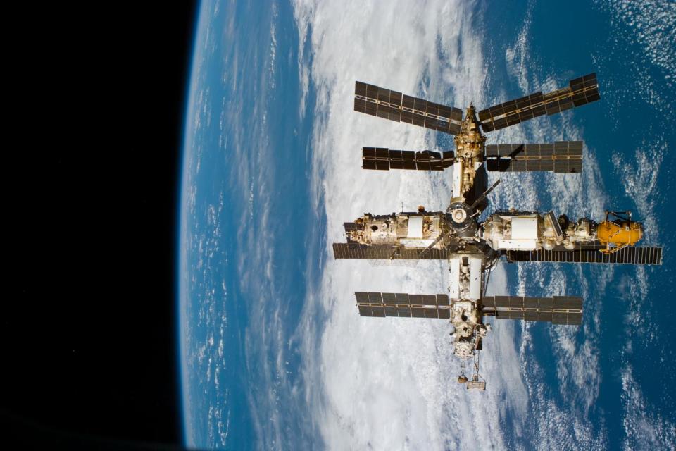 Russia's Mir space station as seen from space shuttle Endeavour in 1998 (Nasa)