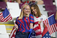 Fans wait for the start of the World Cup round of 16 soccer match between the Netherlands and the United States, at the Khalifa International Stadium in Doha, Qatar, Saturday, Dec. 3, 2022. (AP Photo/Ebrahim Noroozi)