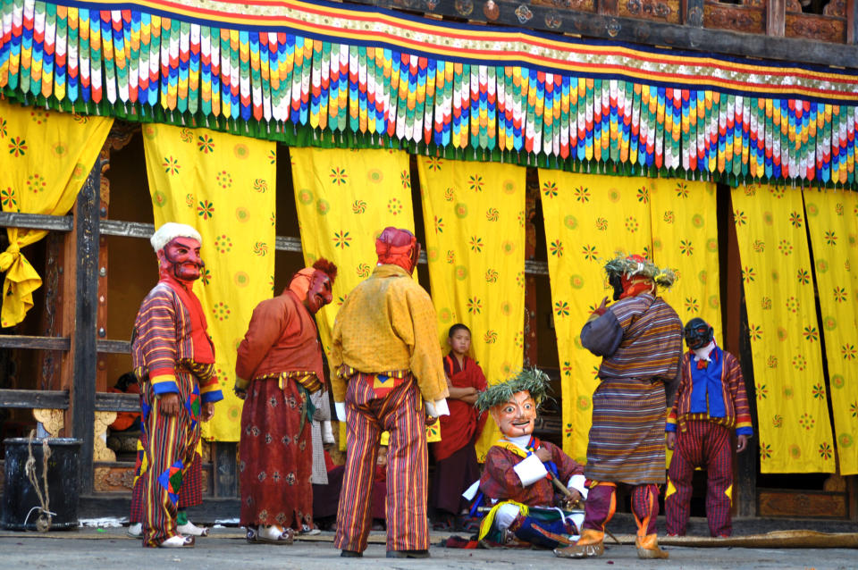 <p>The view of the festival stage in Trongsa.</p>