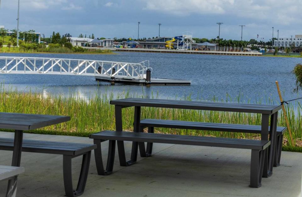 View of a kayak launch deck at the Doral Central Park on Wednesday, July 24, 2024.