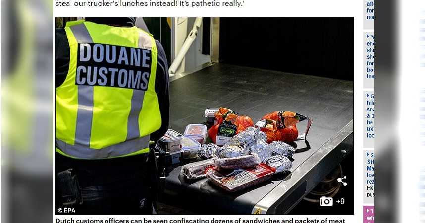 英國的貨運司機因為攜帶含有肉、奶製品的三明治當作午餐，結果被荷蘭邊境警察查扣罰款。（圖／翻攝自每日郵報）