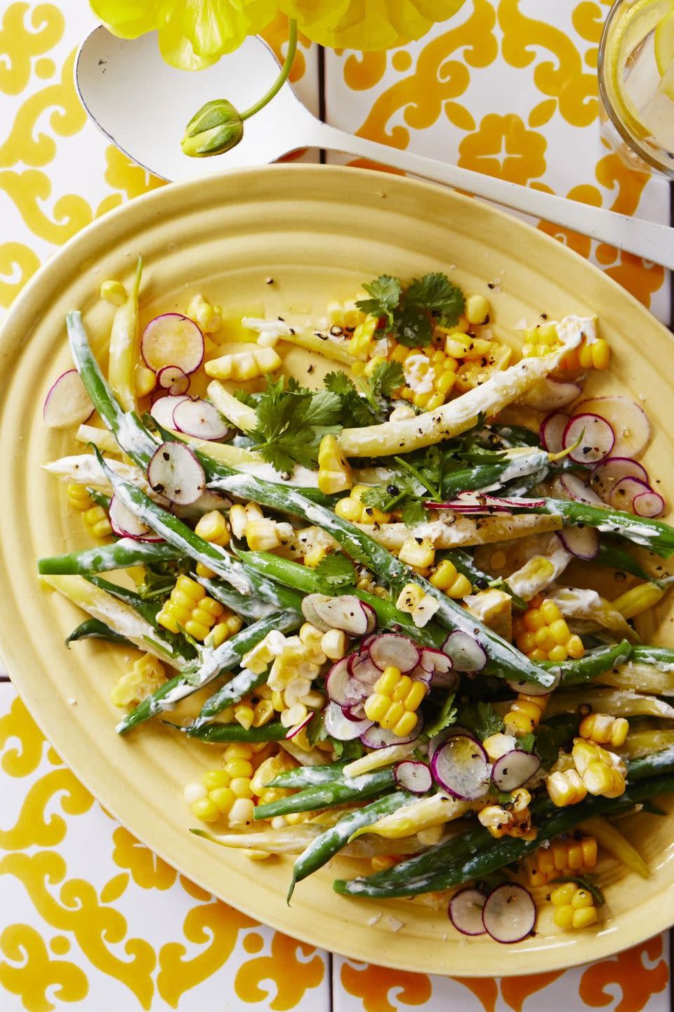 picnic ideas summer bean, corn, and radish salad