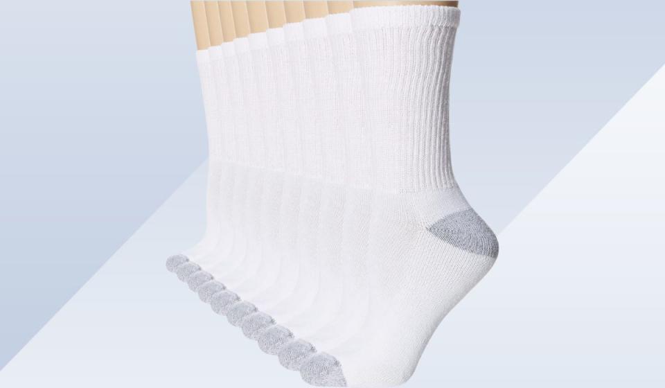 line of several white socks