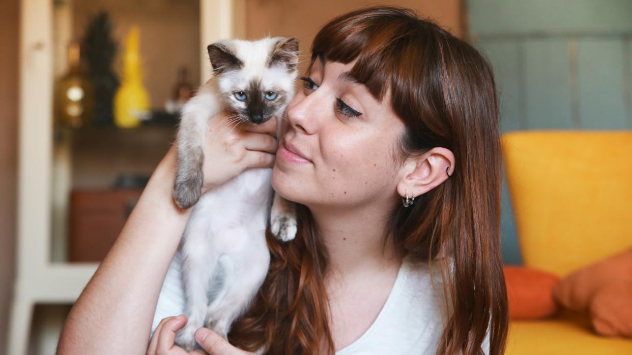 Woman and kitten