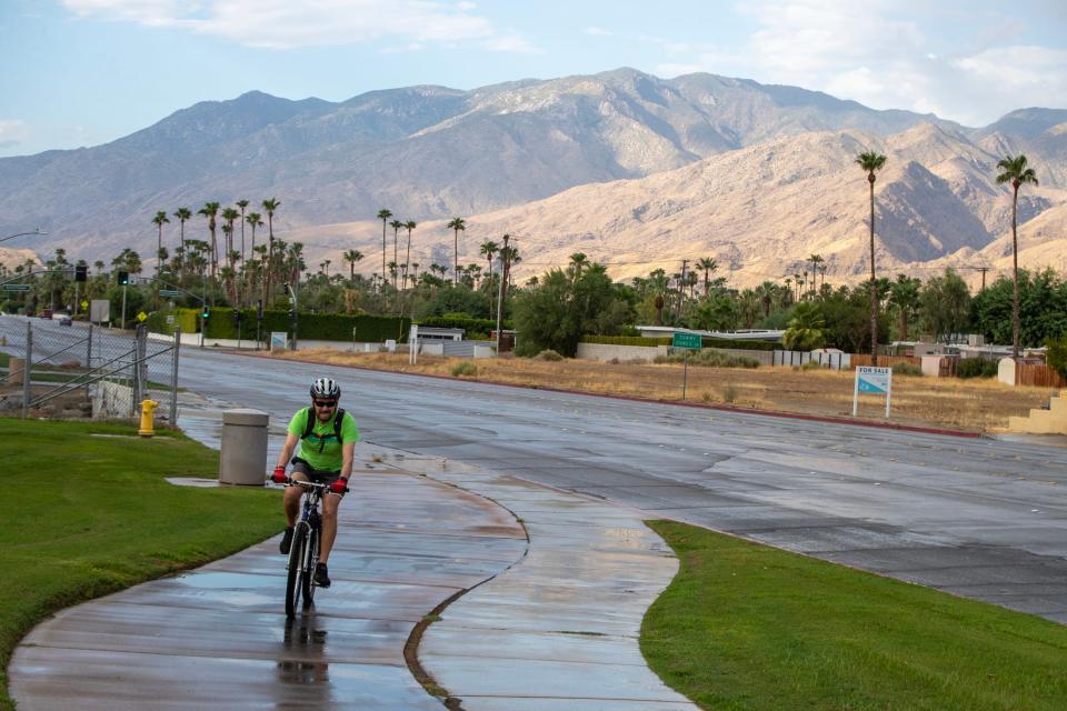 Scattered rain fell in parts of Palm Springs, Calif., on Saturday morning., July 29, 2023.
