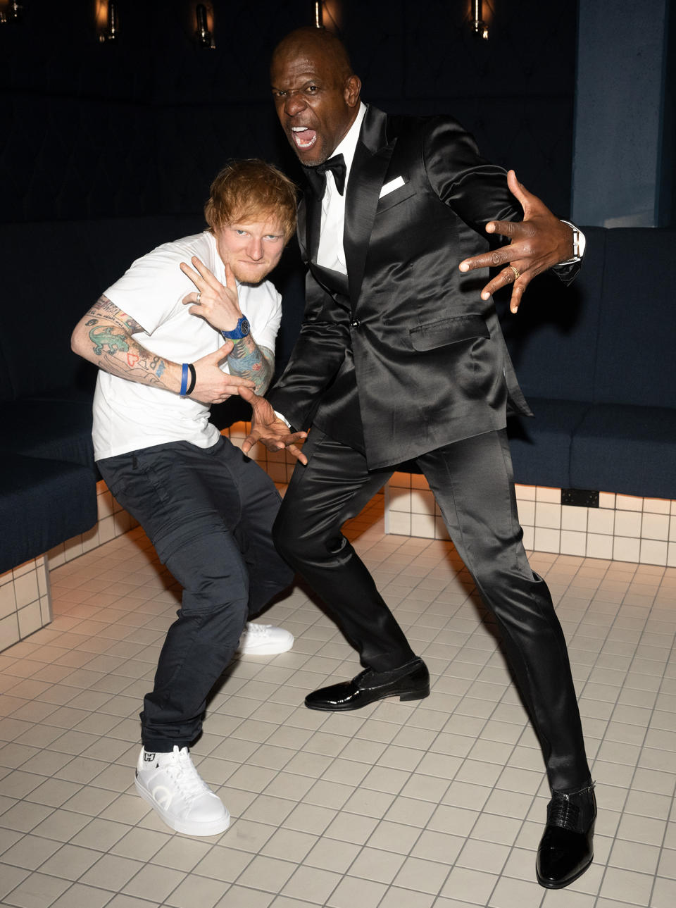 <p>Ed Sheeran and Terry Crews have some fun on Sept. 20 at the Jamal Edwards Self Belief Trust inaugural fundraiser in London.</p>