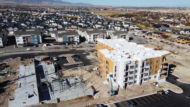 Town homes and apartment construction in the Herriman area on Tuesday, Nov. 14, 2023.