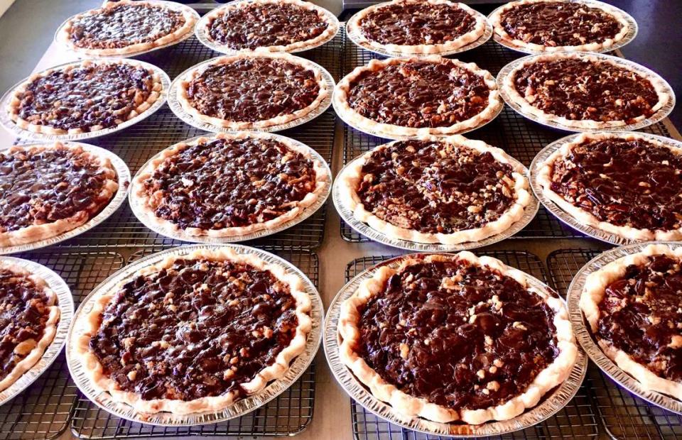 Chef Alyssa’s Kitchen’s Pecan Pies include bourbon and chocolate. They’re vegetarian, too.