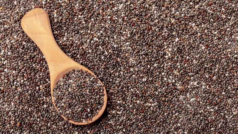 chia seeds and wooden spoon