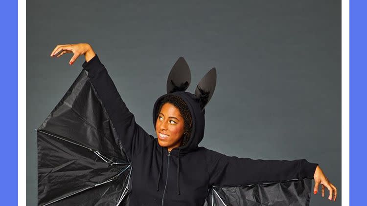 bat halloween costume with umbrella as wings