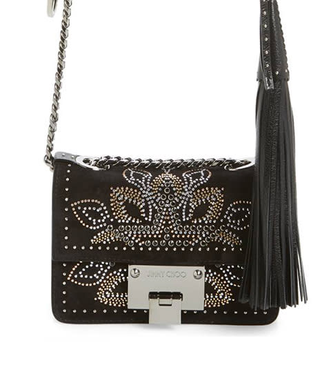 <p><strong>Jimmy Choo</strong> bag, $1,350, nordstrom.com</p><p><a rel="nofollow noopener" href="https://shop.nordstrom.com/s/jimmy-choo-mini-rebel-studded-suede-crossbody-bag/4627932?" target="_blank" data-ylk="slk:BUY NOW;elm:context_link;itc:0;sec:content-canvas" class="link ">BUY NOW</a></p>